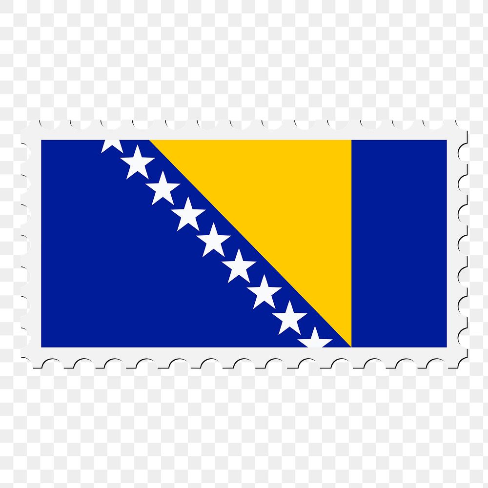 Png Bosnia and Herzegovina flag sticker, postage stamp, transparent background. Free public domain CC0 image.