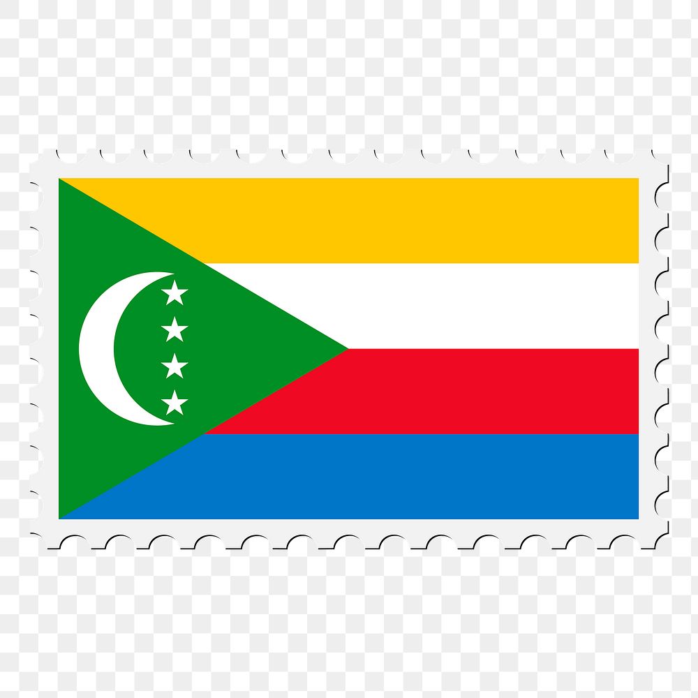 Comoros flag png sticker, postage stamp, transparent background. Free public domain CC0 image.