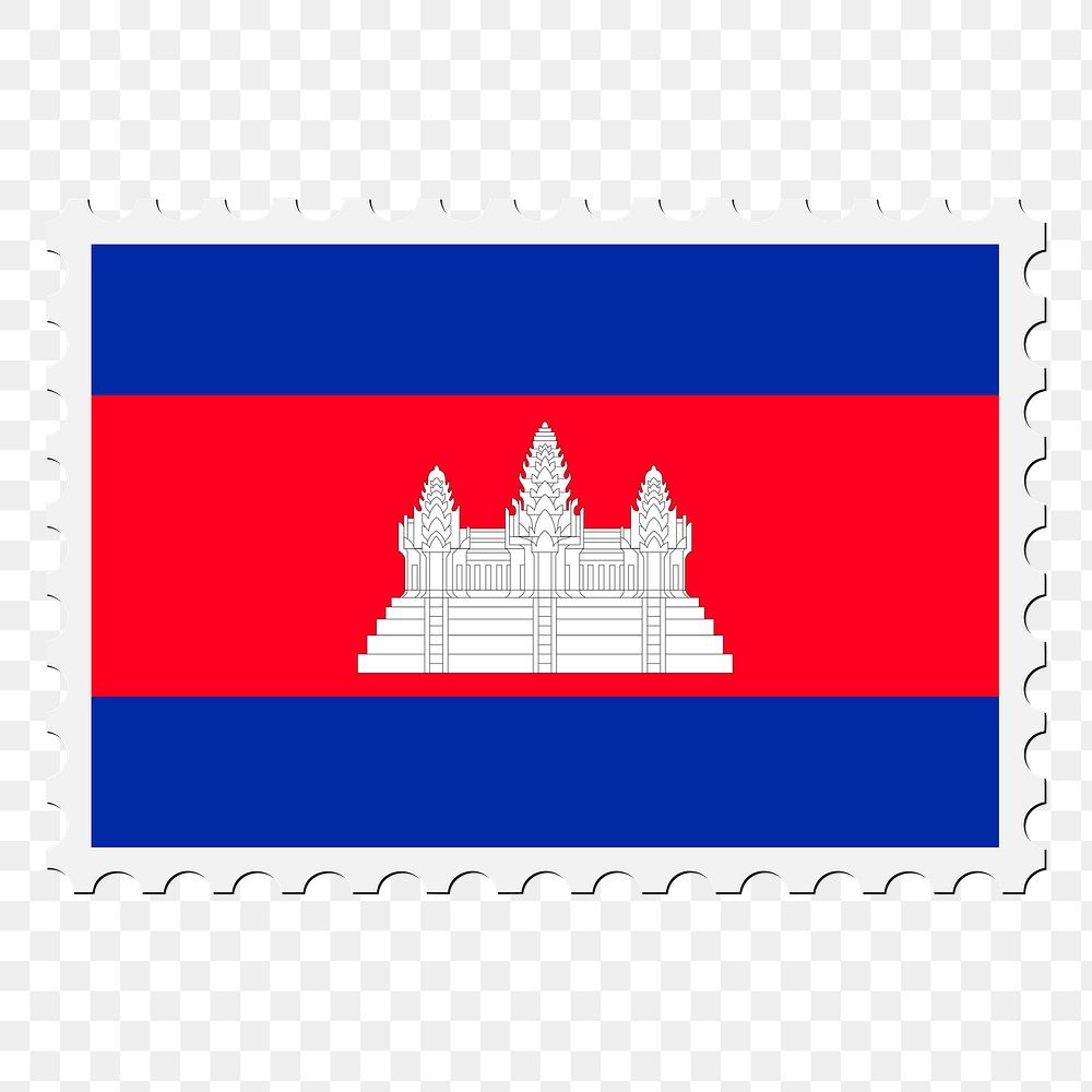 Cambodia flag png sticker, postage stamp, transparent background. Free public domain CC0 image.