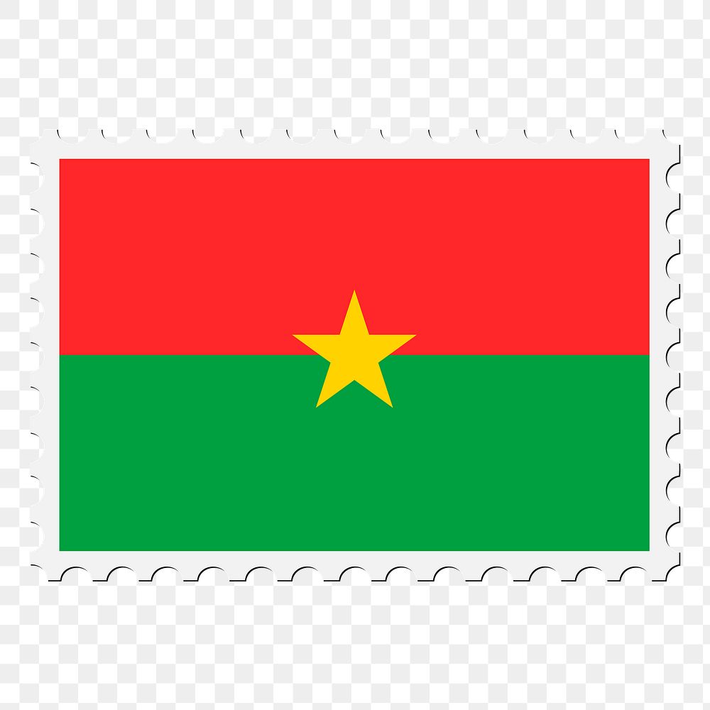 Burkina Faso flag png sticker, postage stamp, transparent background. Free public domain CC0 image.