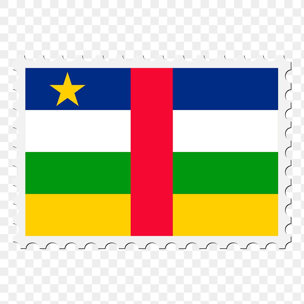 PNG Central African Republic flag sticker, postage stamp, transparent background. Free public domain CC0 image.