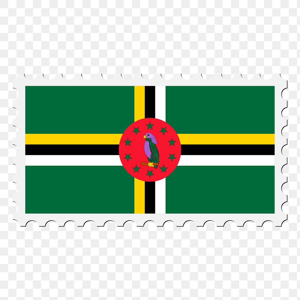 Dominica flag png sticker, postage stamp, transparent background. Free public domain CC0 image.