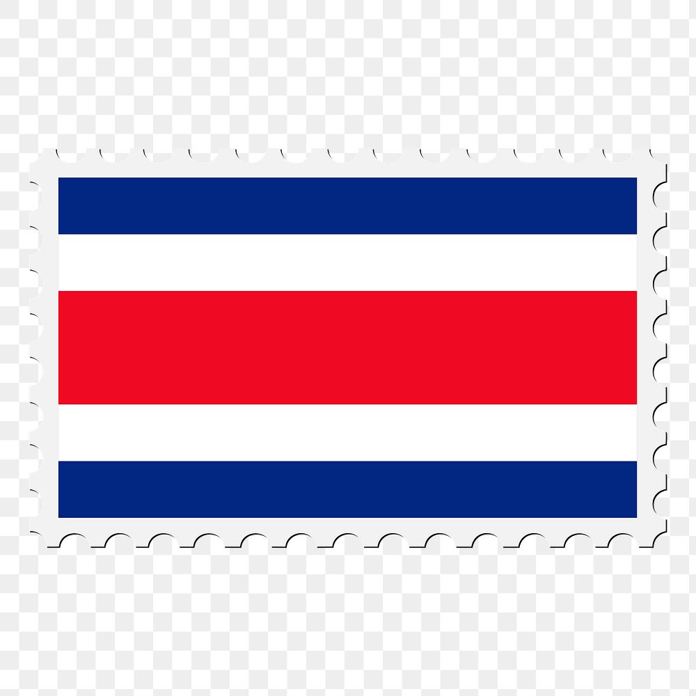 Costa Rica png flag sticker, postage stamp, transparent background. Free public domain CC0 image.