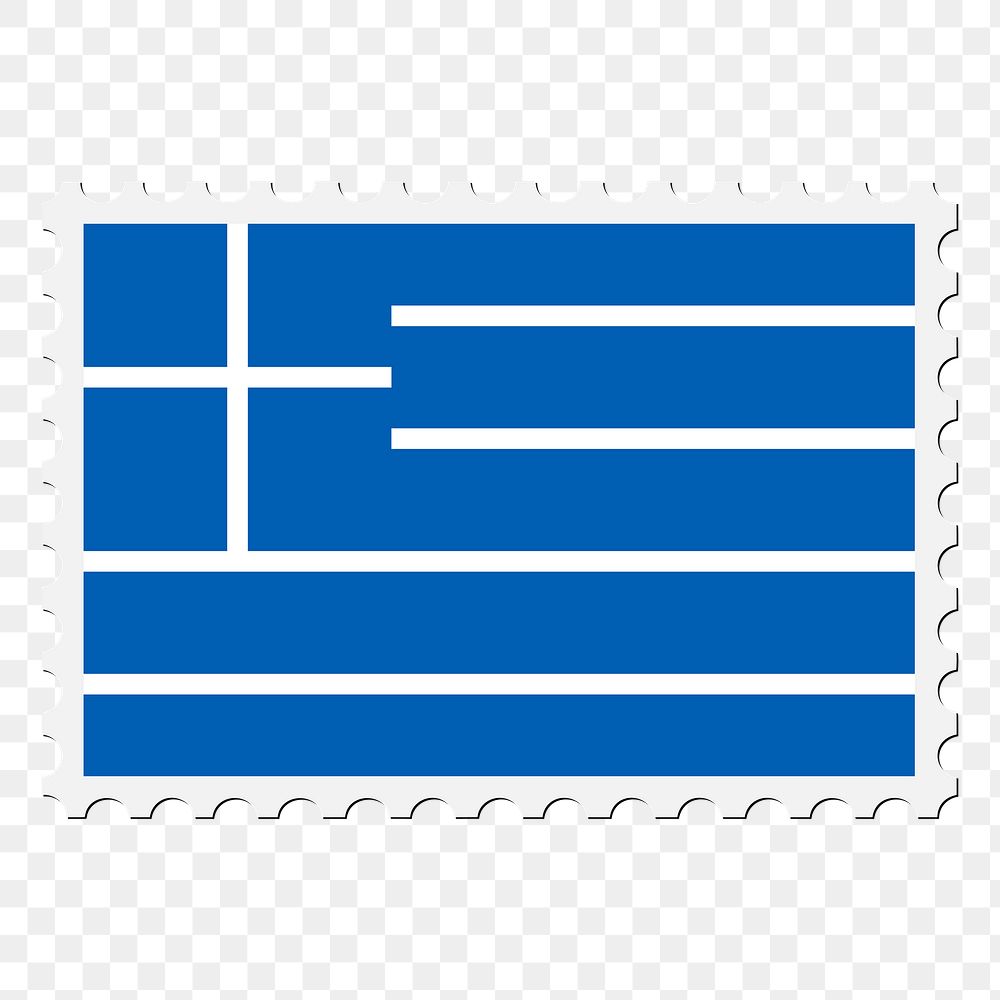 Greece flag png sticker, postage stamp, transparent background. Free public domain CC0 image.