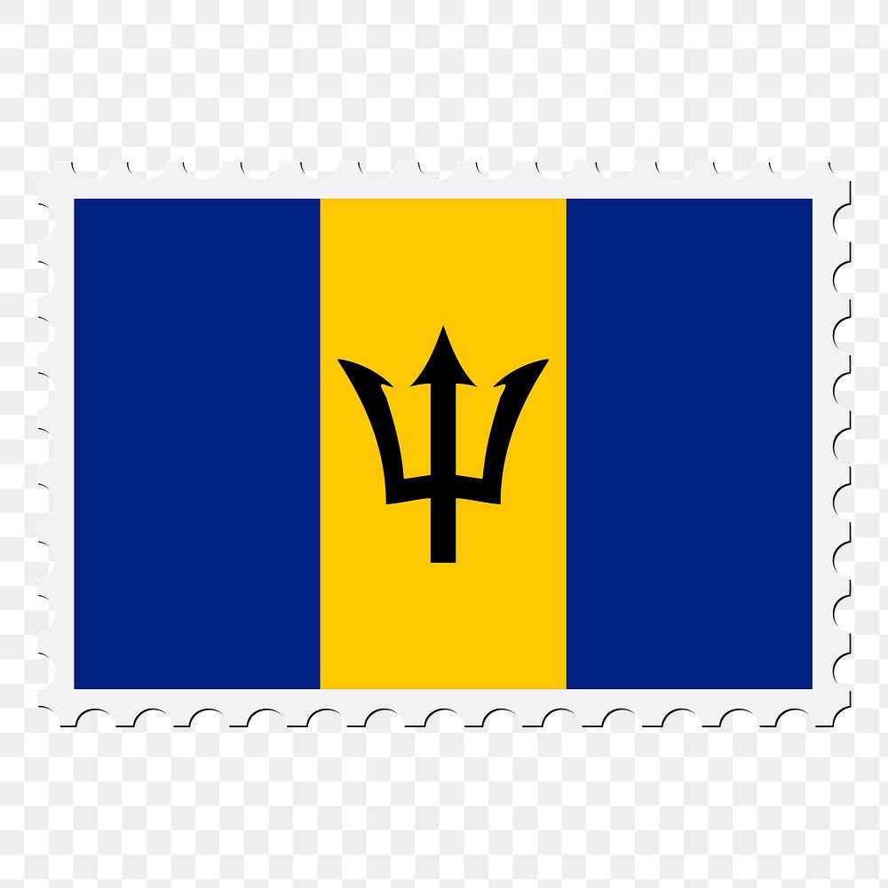 Barbados flag png sticker, postage stamp, transparent background. Free public domain CC0 image.