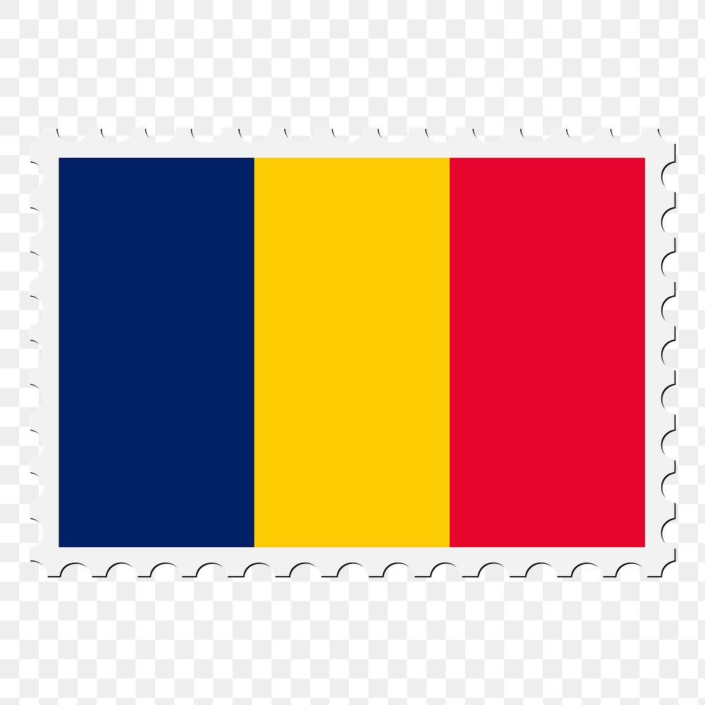 Romania flag png sticker, postage stamp, transparent background. Free public domain CC0 image.