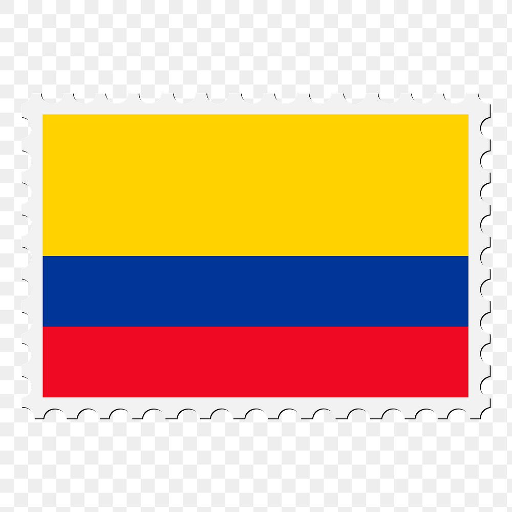 Colombia flag png sticker, postage stamp, transparent background. Free public domain CC0 image.