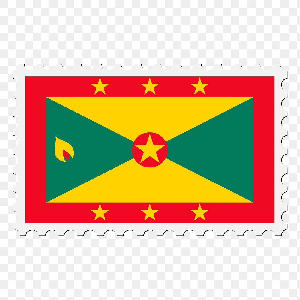 Grenada flag png sticker, postage stamp, transparent background. Free public domain CC0 image.