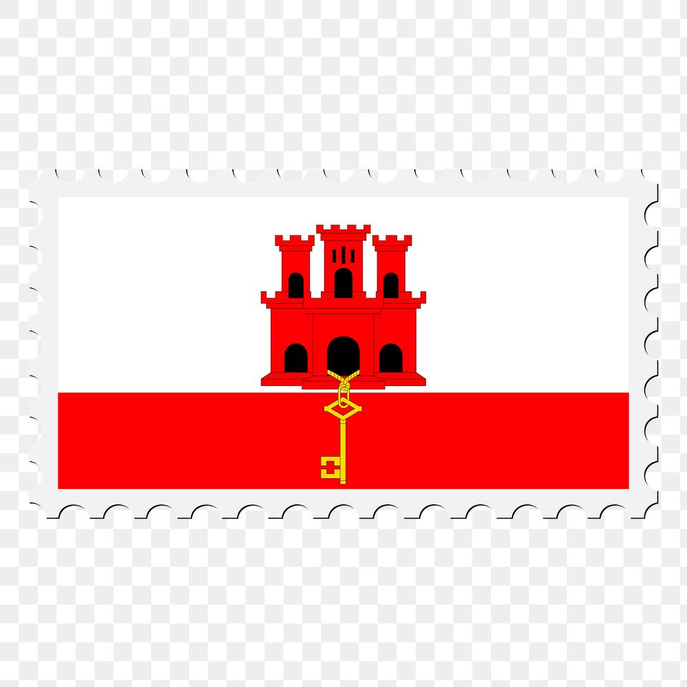 Gibraltar flag png sticker, postage stamp, transparent background. Free public domain CC0 image.