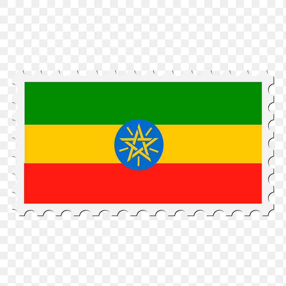Ethiopia flag png sticker, postage stamp, transparent background. Free public domain CC0 image.