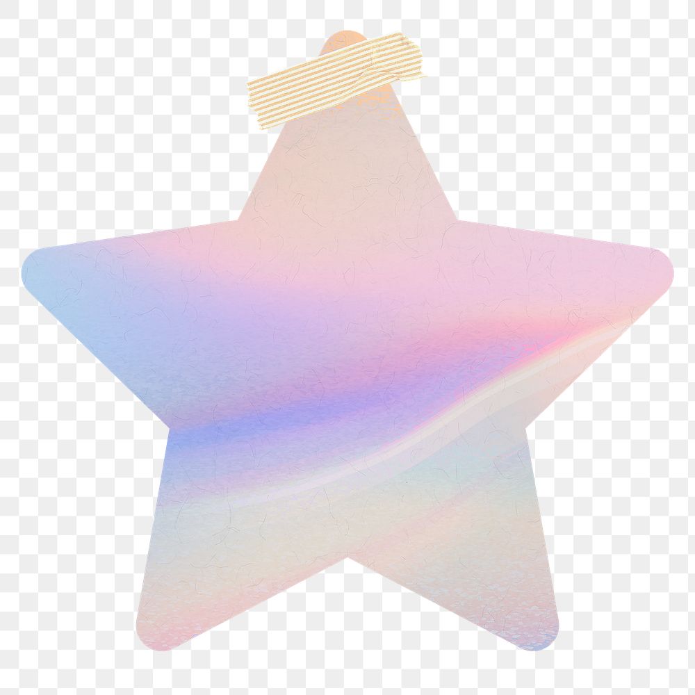 Holographic reminder png with star shape and washi tape design element
