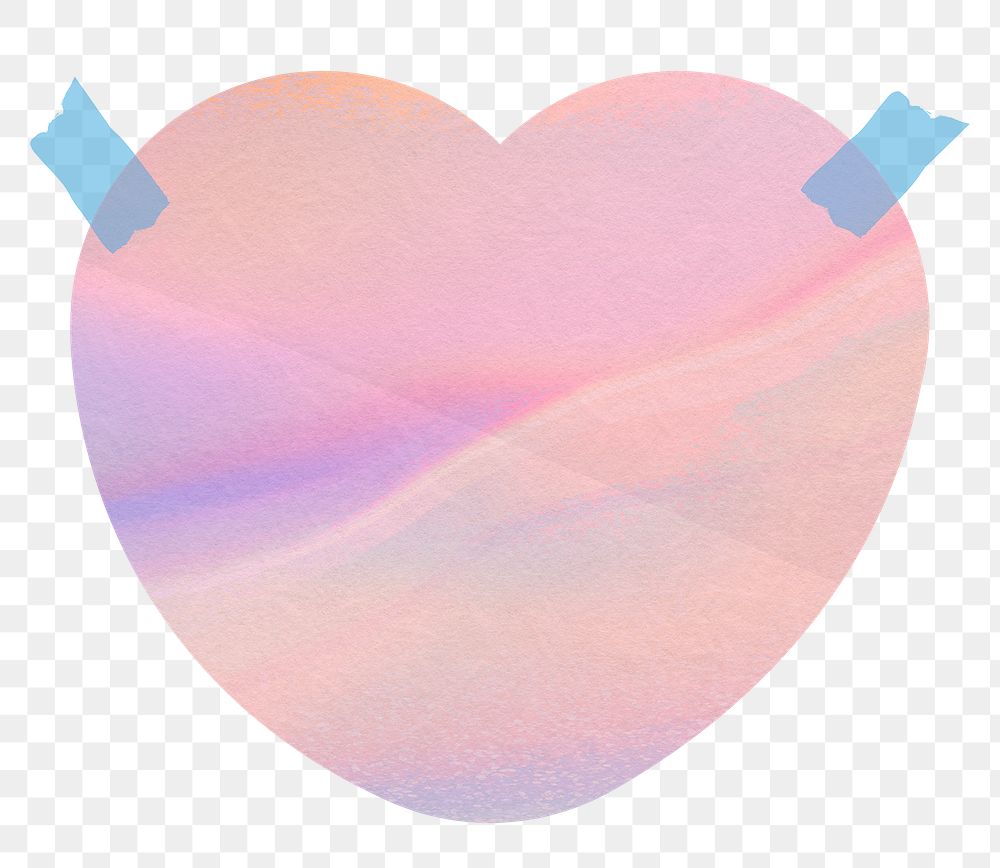 Holographic reminder png with heart shape and washi tape journal sticker
