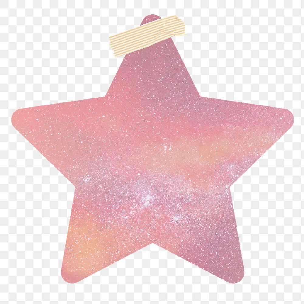 Reminder png with pink galaxy background star shape and washi tape design element