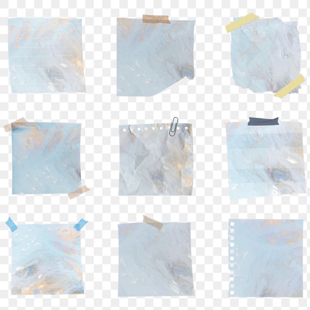 Notepad png with blue watercolor background set