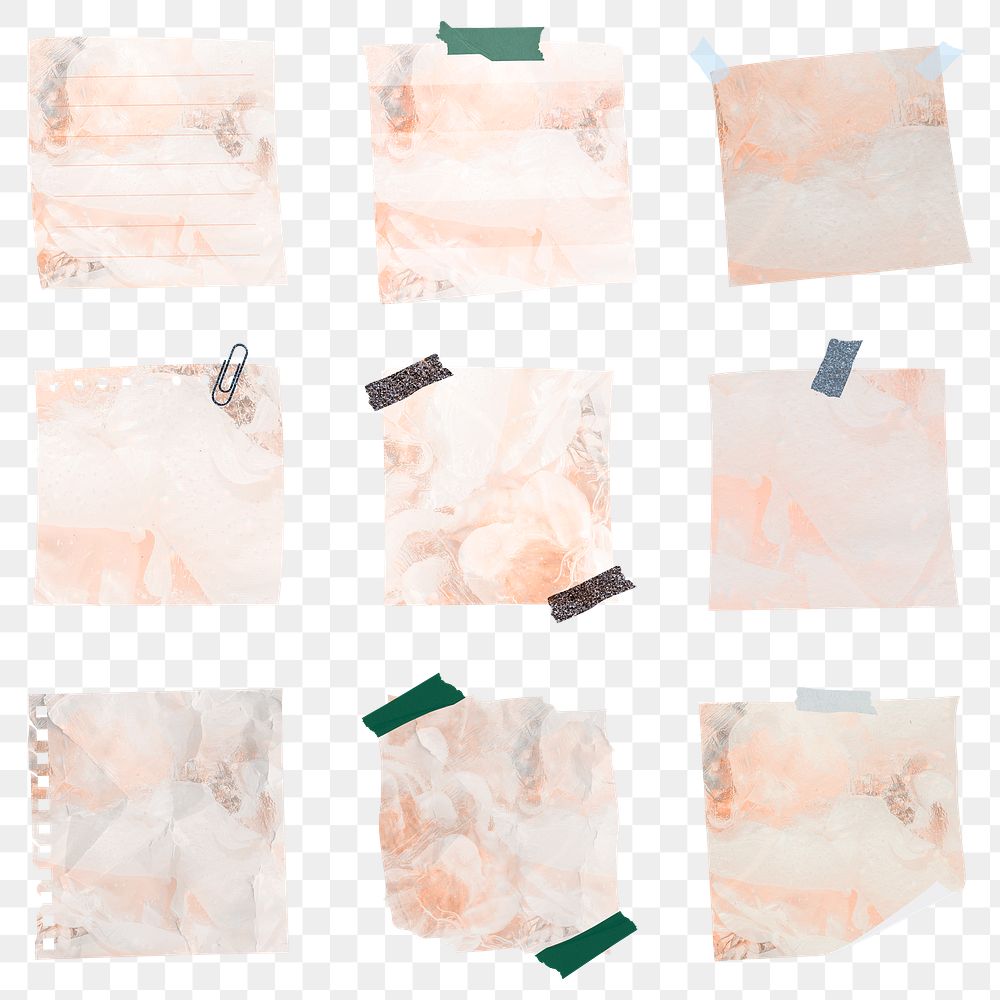 Office paper note png with orange smoke background set