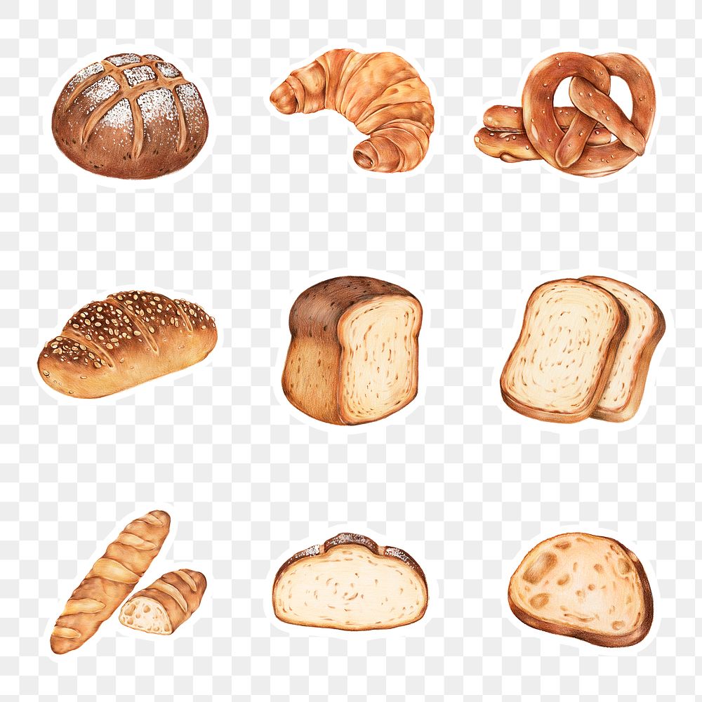 Breads freshly baked png illustration sticker mixed