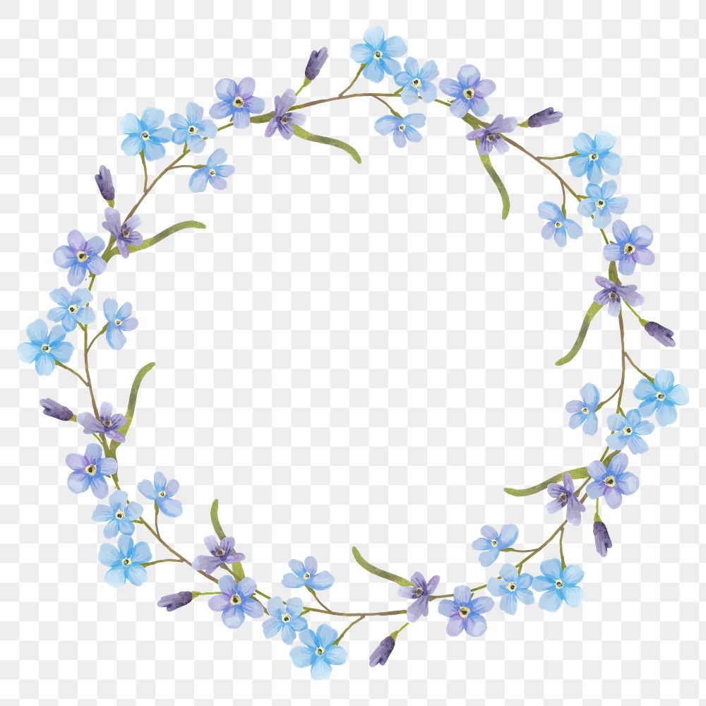 Blooming floral wreath png sticker watercolor illustration