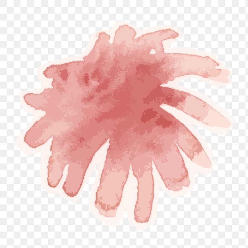 Red flower transparent png watercolor sticker