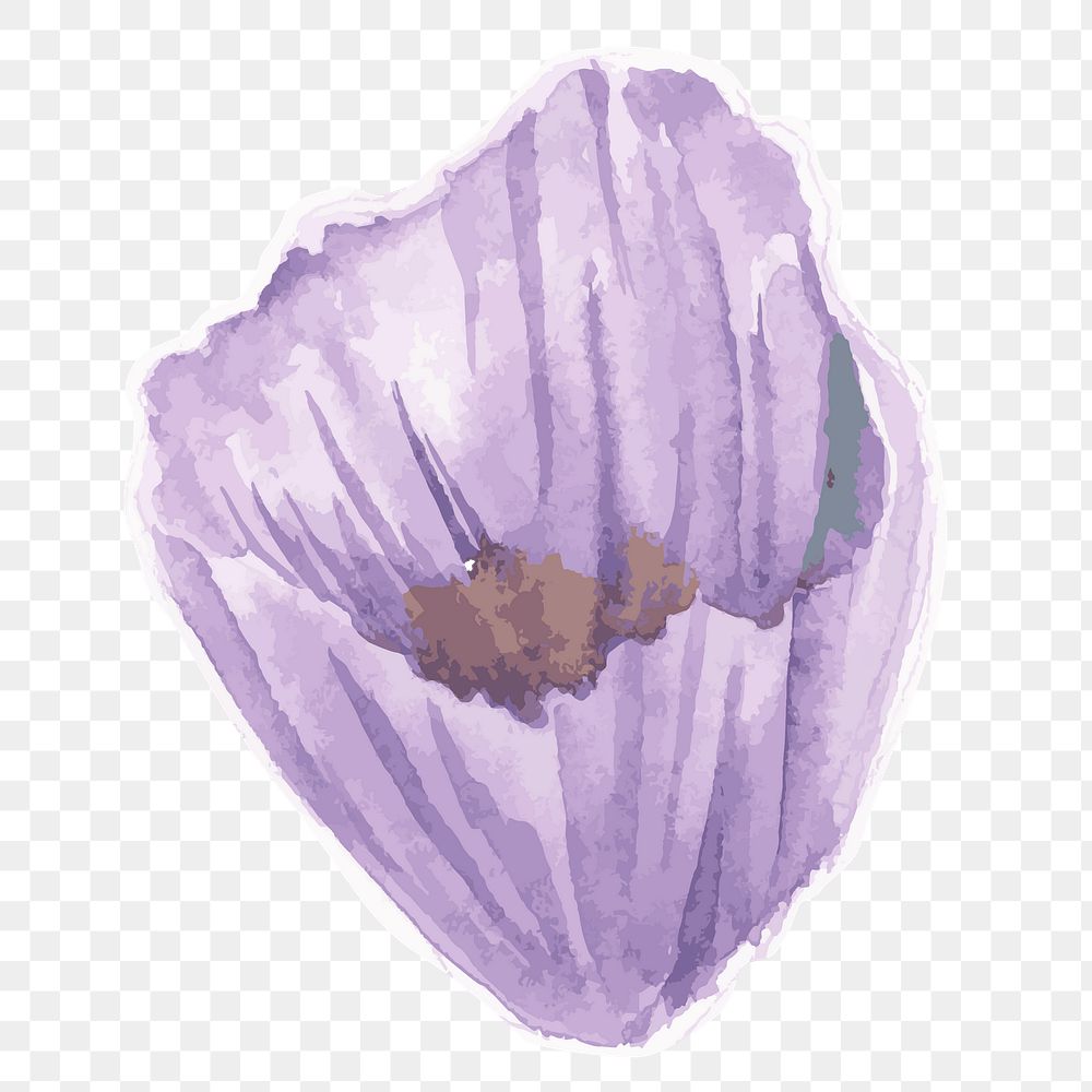 Purple flower transparent png watercolor sticker