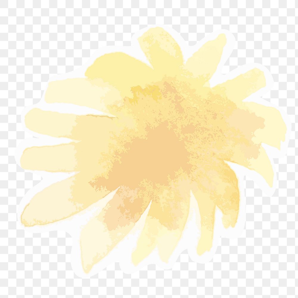Yellow flower transparent png watercolor sticker