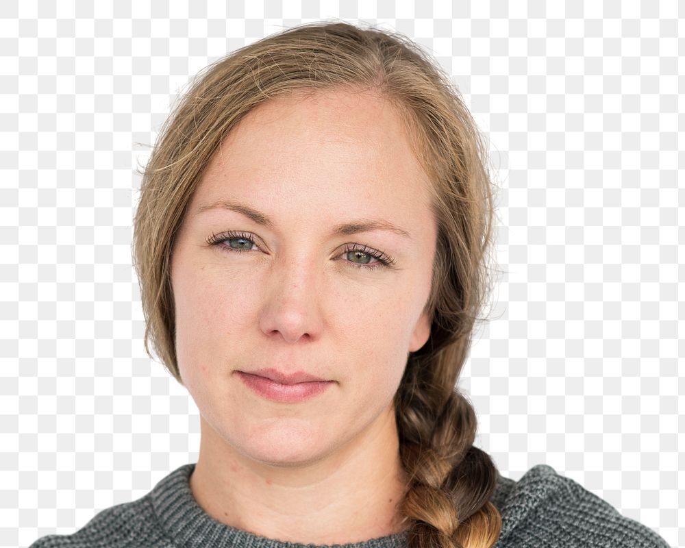 Brunette woman png transparent, smiling face portrait cut out