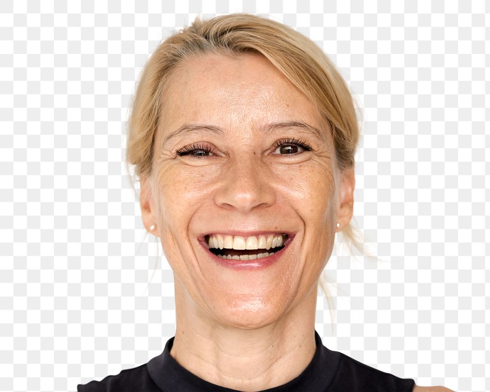 Beautiful woman png transparent, happy smiling face portrait