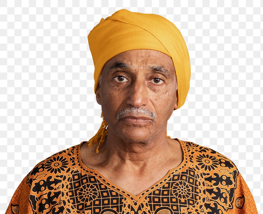 Mixed Indian senior man wearing a yellow turban mockup