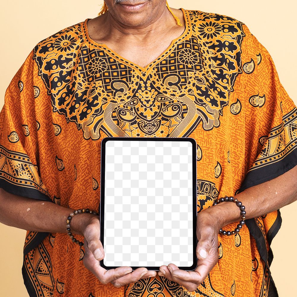 Indian man holding a digital tablet mockup