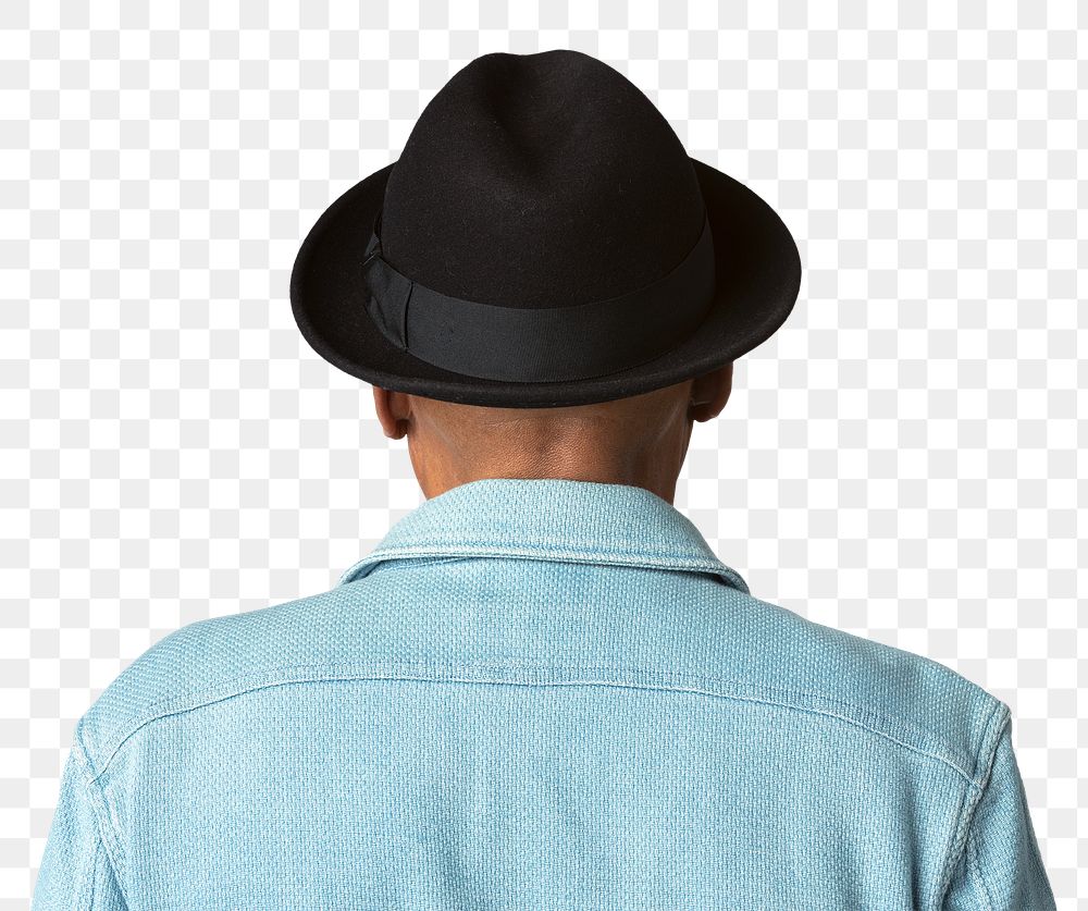 Rear view on a senior man wearing a black hat mockup 