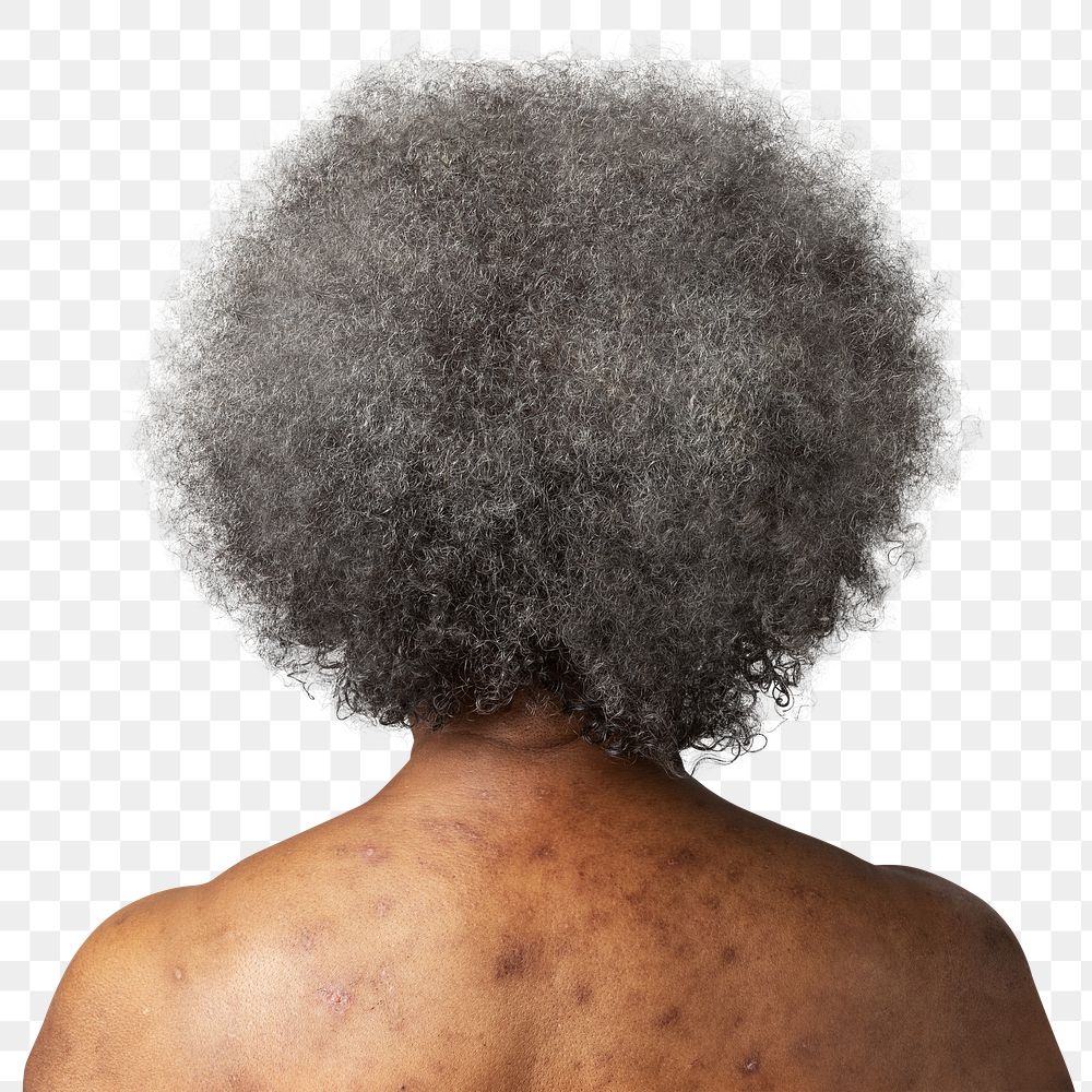 Back view of a senior African American woman overlay