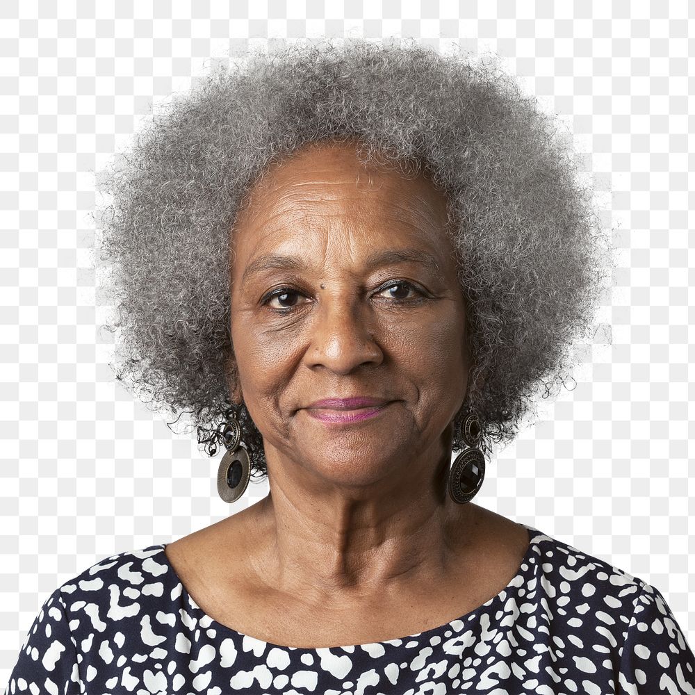 Happy black senior woman mockup 