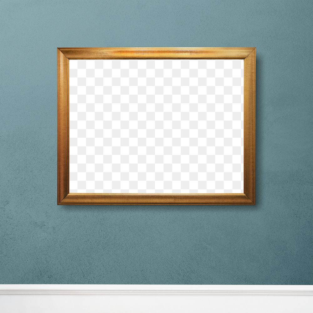 Wooden frame mockup against a blue wall 