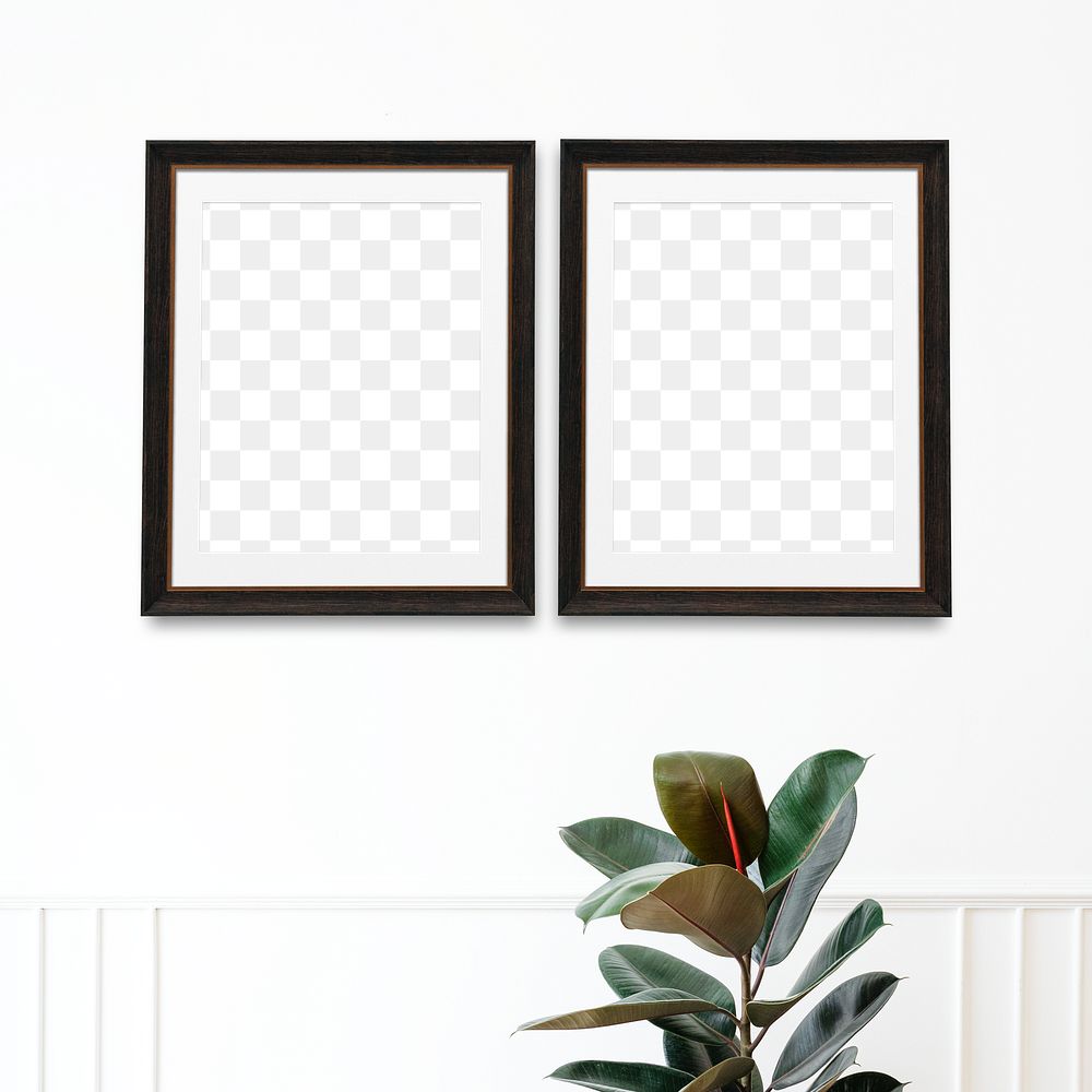 Picture frame mockups hanging on a white wall