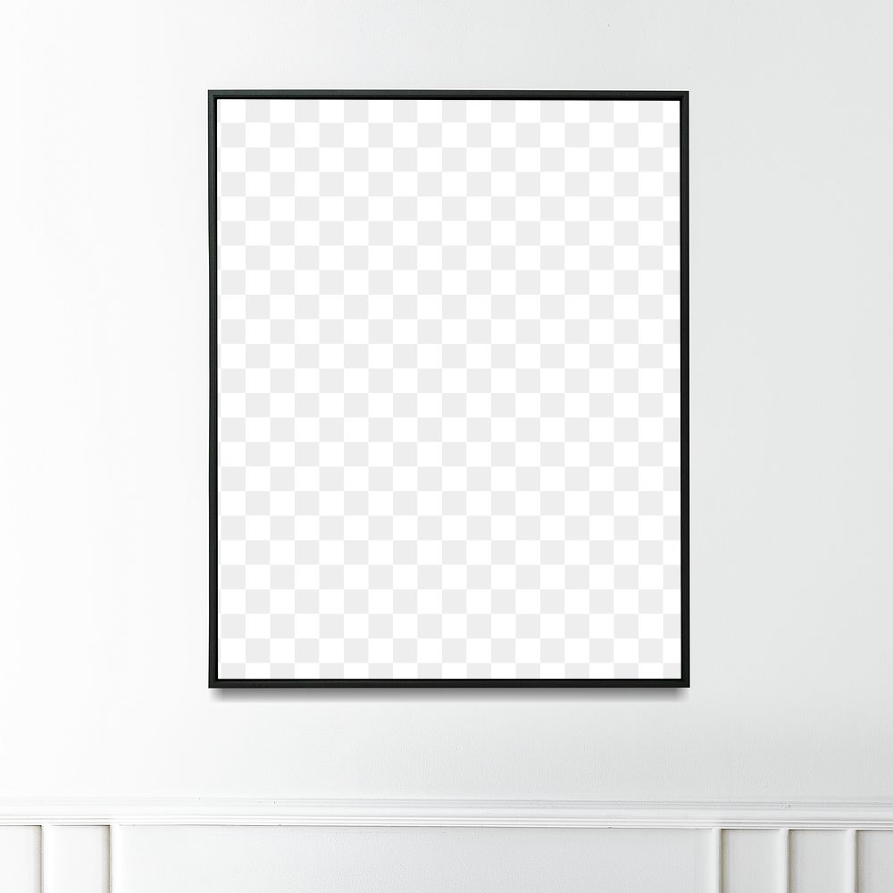 Picture frame mockup hanging on a white wall 