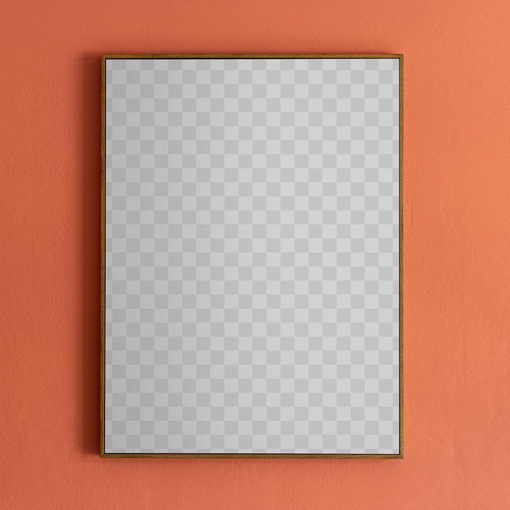 Minimal picture frame mockup png with hanging on a wall