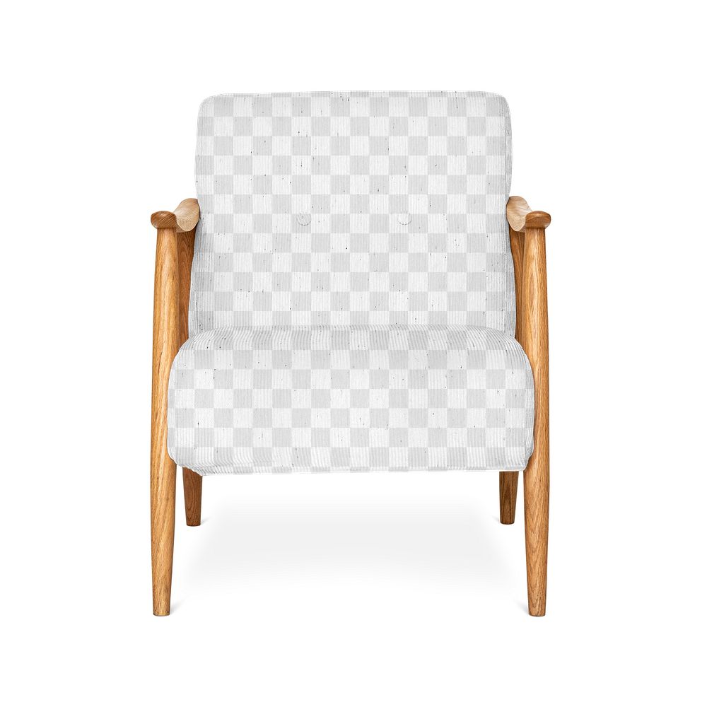 Natural wood chair png mockup in mid century modern style