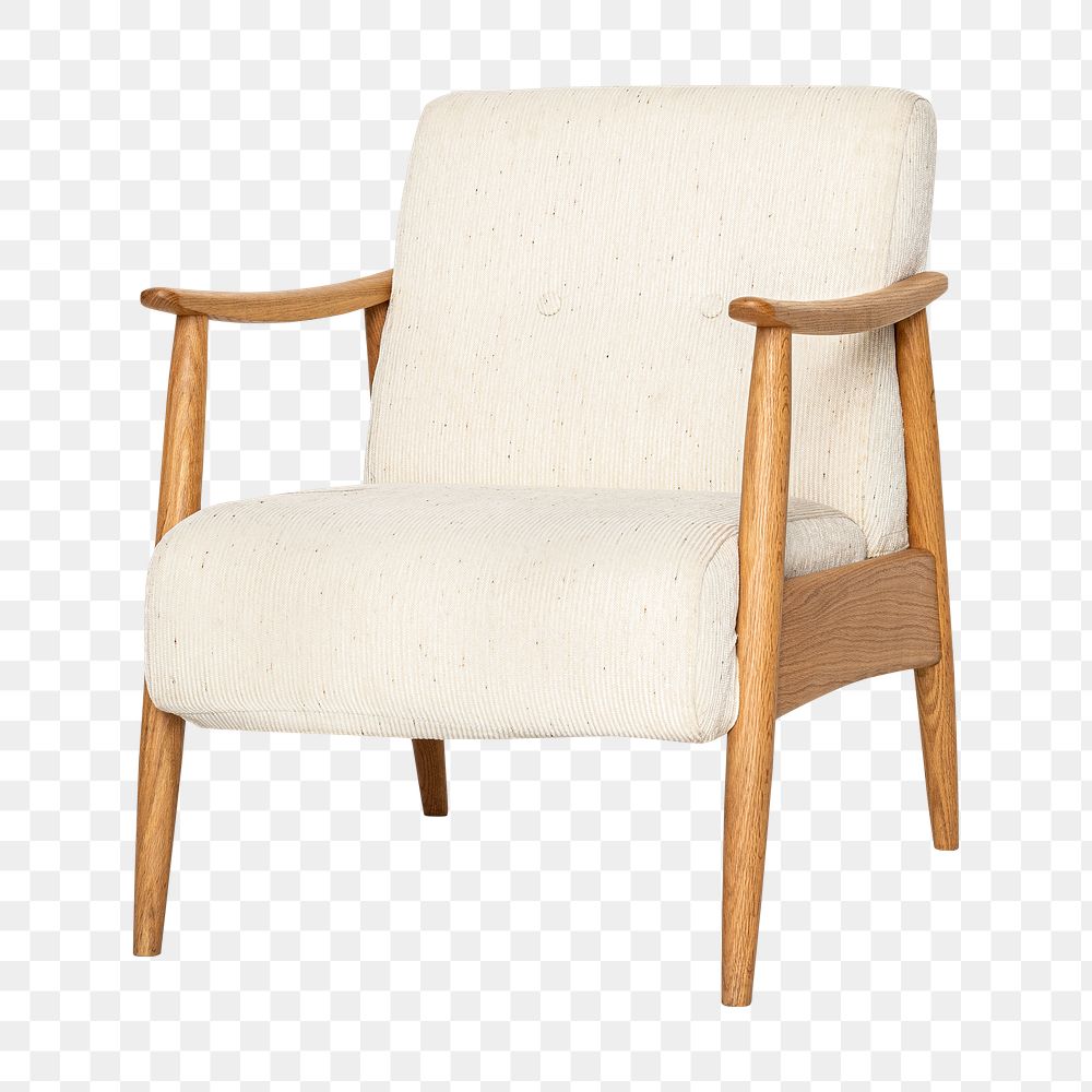 Natural wood chair png mockup in mid century modern style