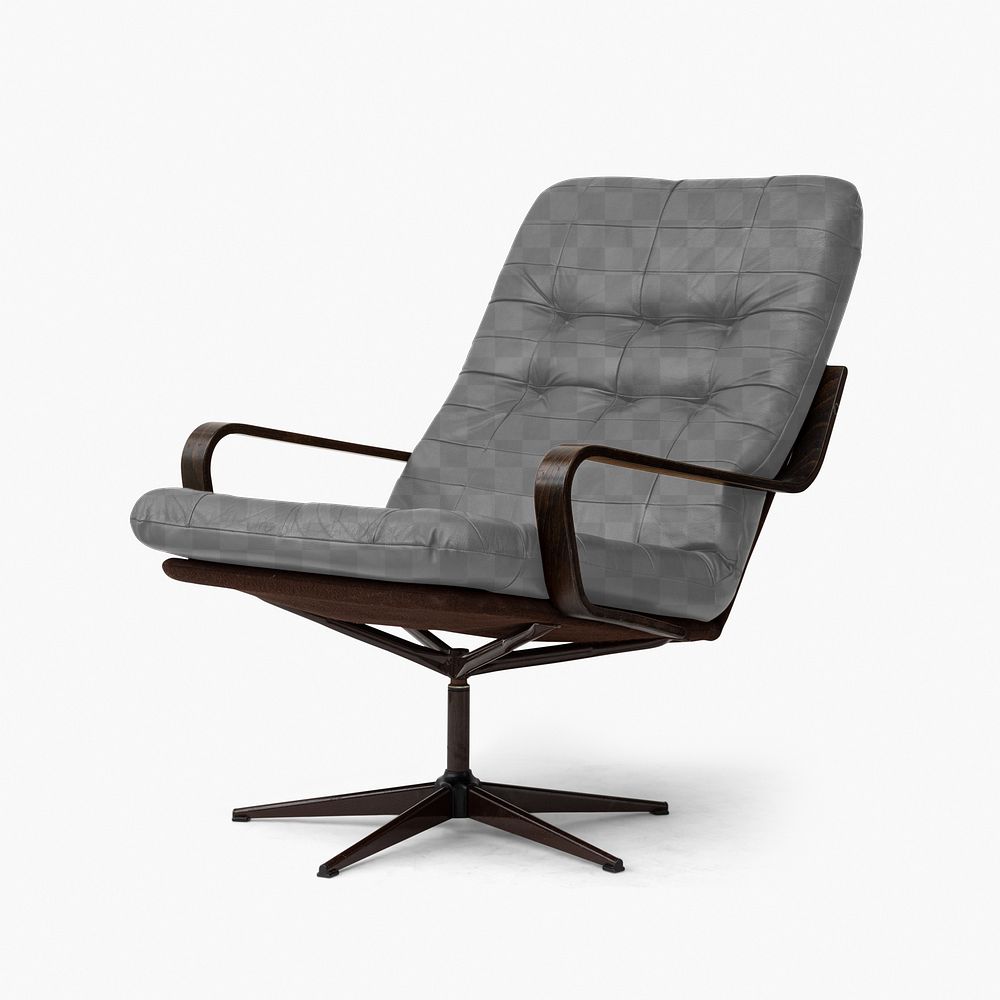 Vintage leather chair png mockup mid century modern