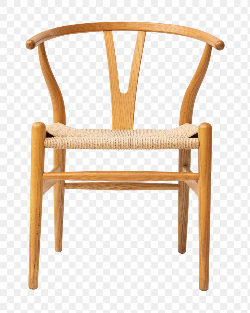 Wishbone chair png mockup in natural wood