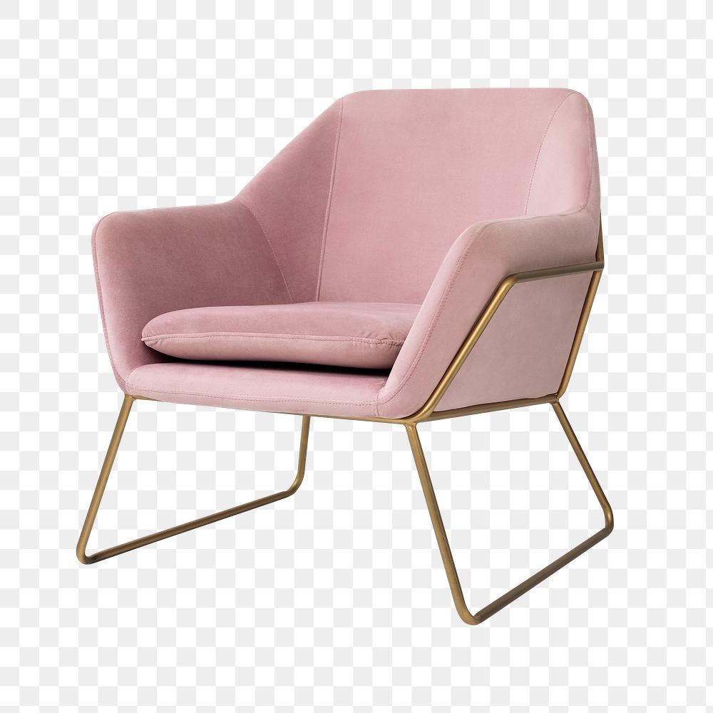 Pink velvet chair png mockup modern chic design