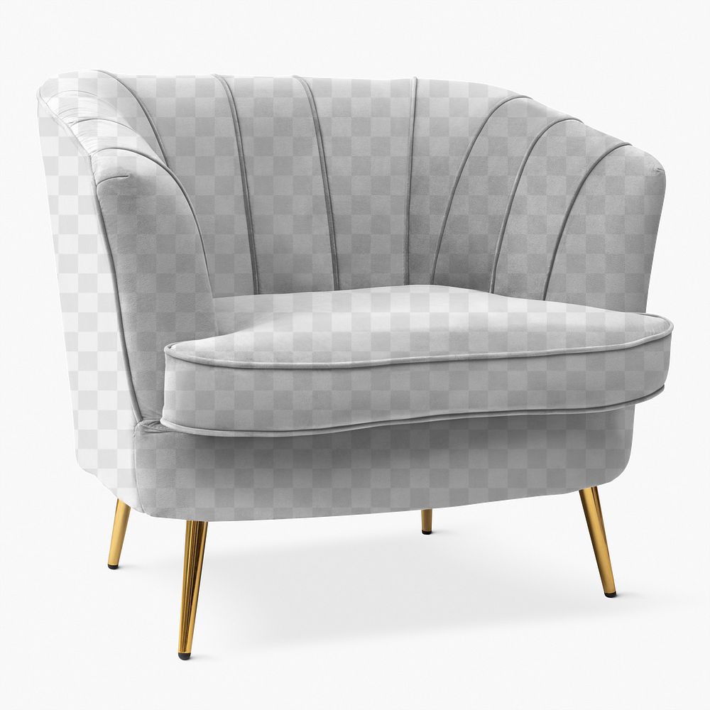 Luxury velvet png mockup chair 