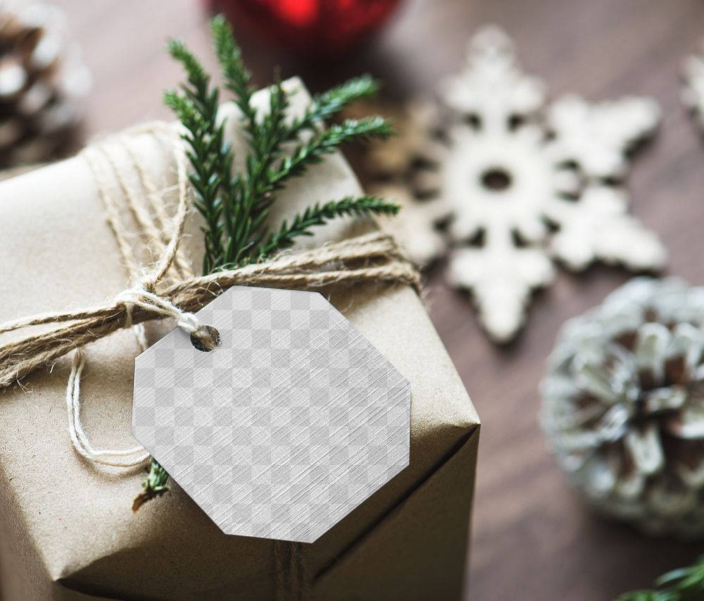 Christmas png gift tag mockup