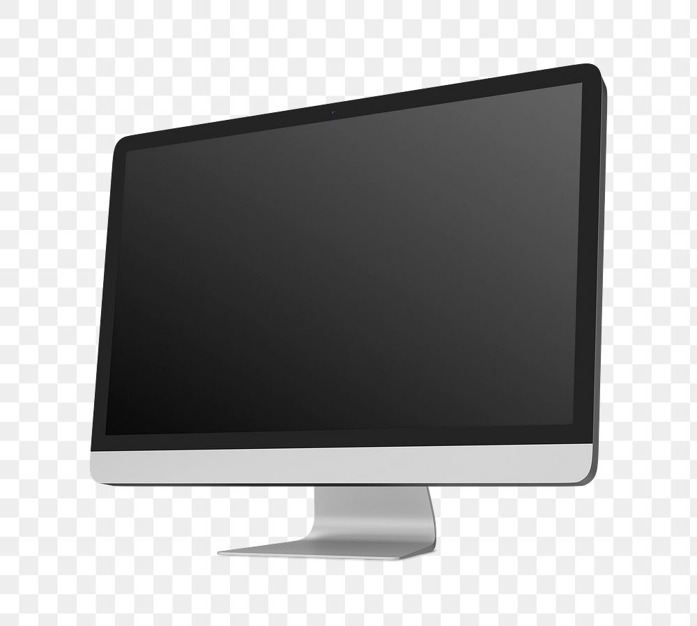 Computer with black screen mockup transparent png