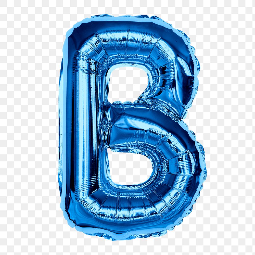 Png foil balloon B clipart, blue alphabet letter, transparent background