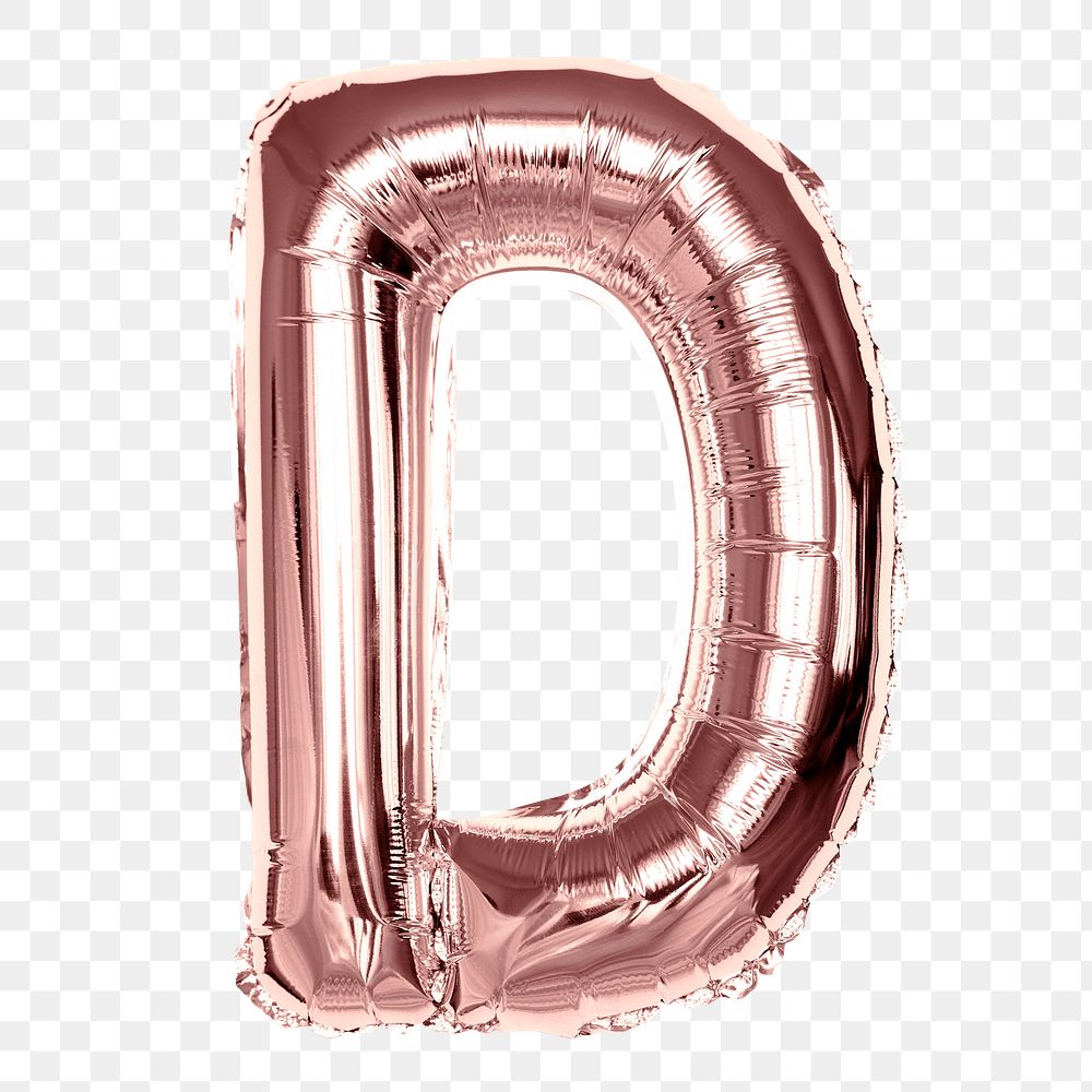Pink D balloon png clipart, alphabet letter, transparent background