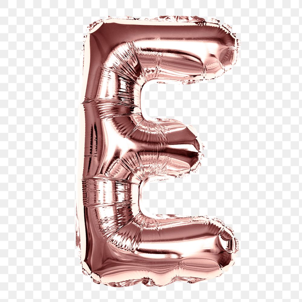 Pink E balloon png clipart, alphabet letter, transparent background