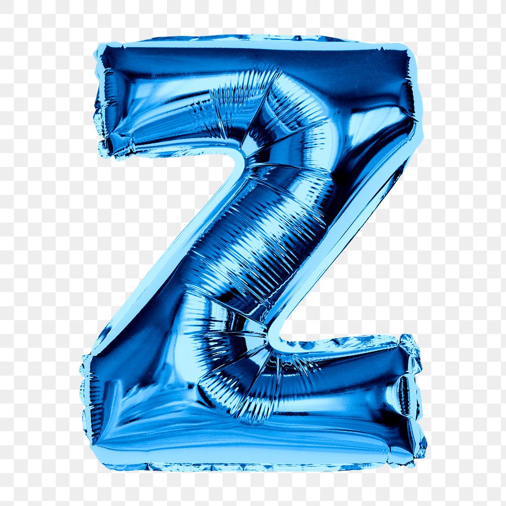 Png alphabet Z clipart, blue foil balloon, transparent background