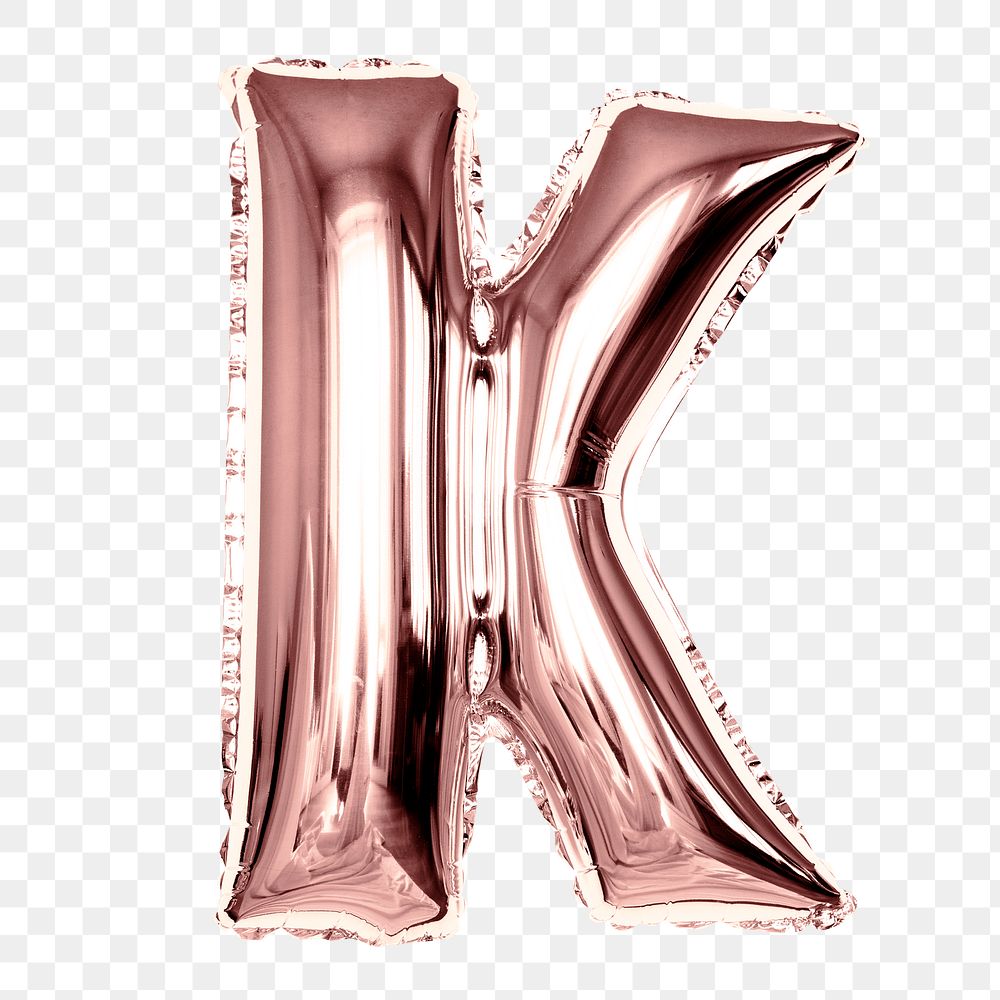 K balloon png clipart, pink alphabet letter, transparent background