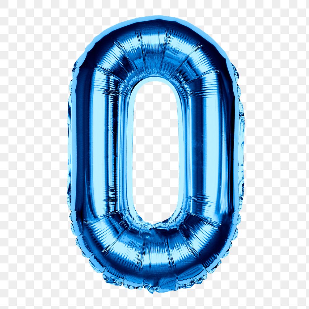 Png alphabet O clipart, blue foil balloon, transparent background
