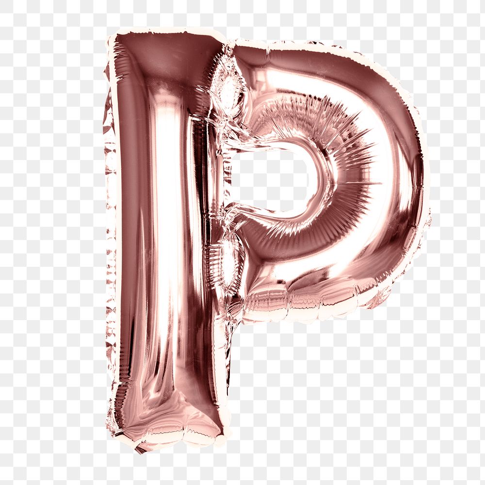 Letter P png clipart, pink alphabet balloon, transparent background